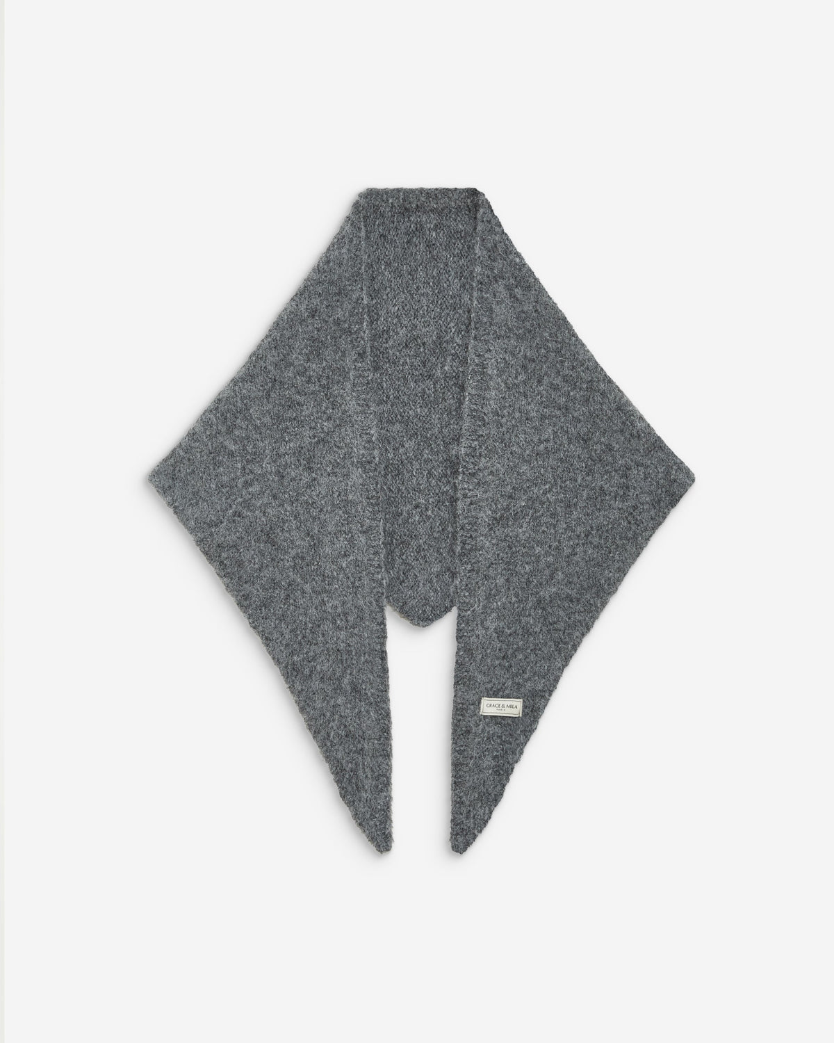 KNITTED TRIANGLE SCARF CHARCOAL BONNIE