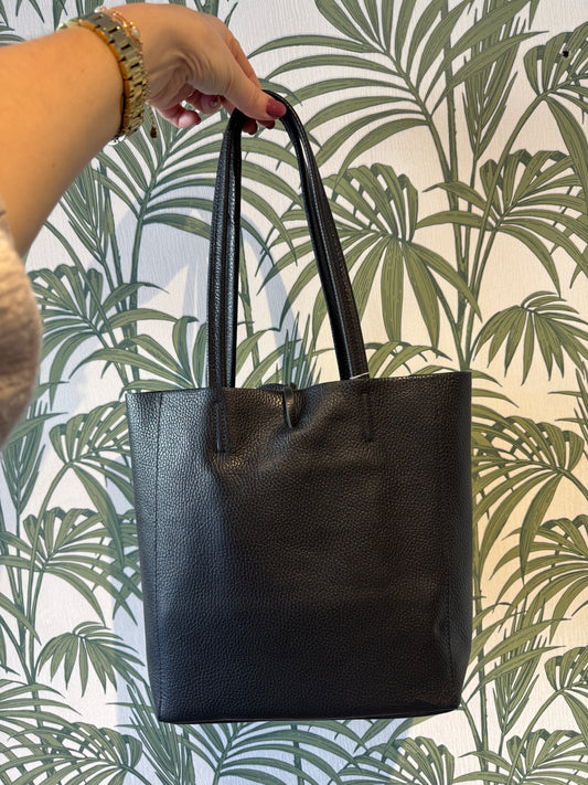 Leather Shopper Small Black