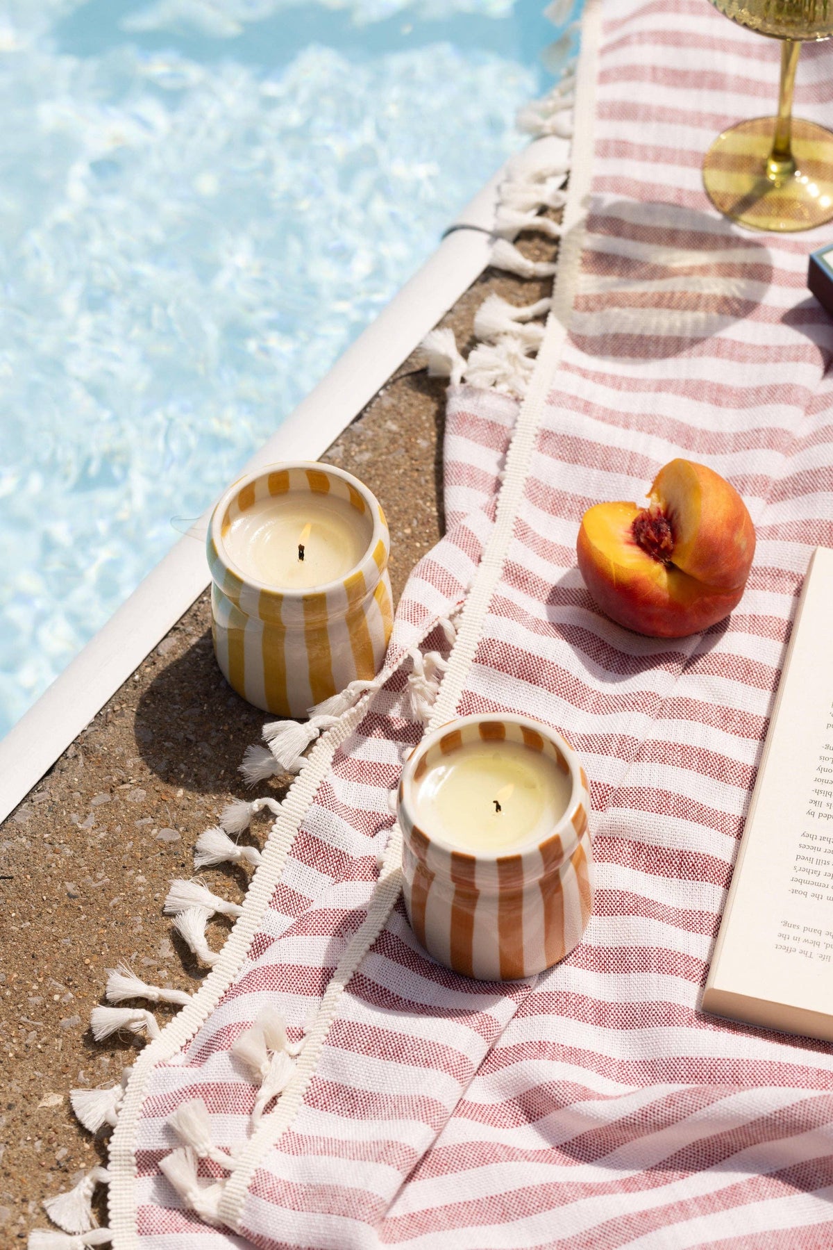Cabana 6.5oz/184g Rust Striped Ceramic Candle - Sienna Sunset Boxed