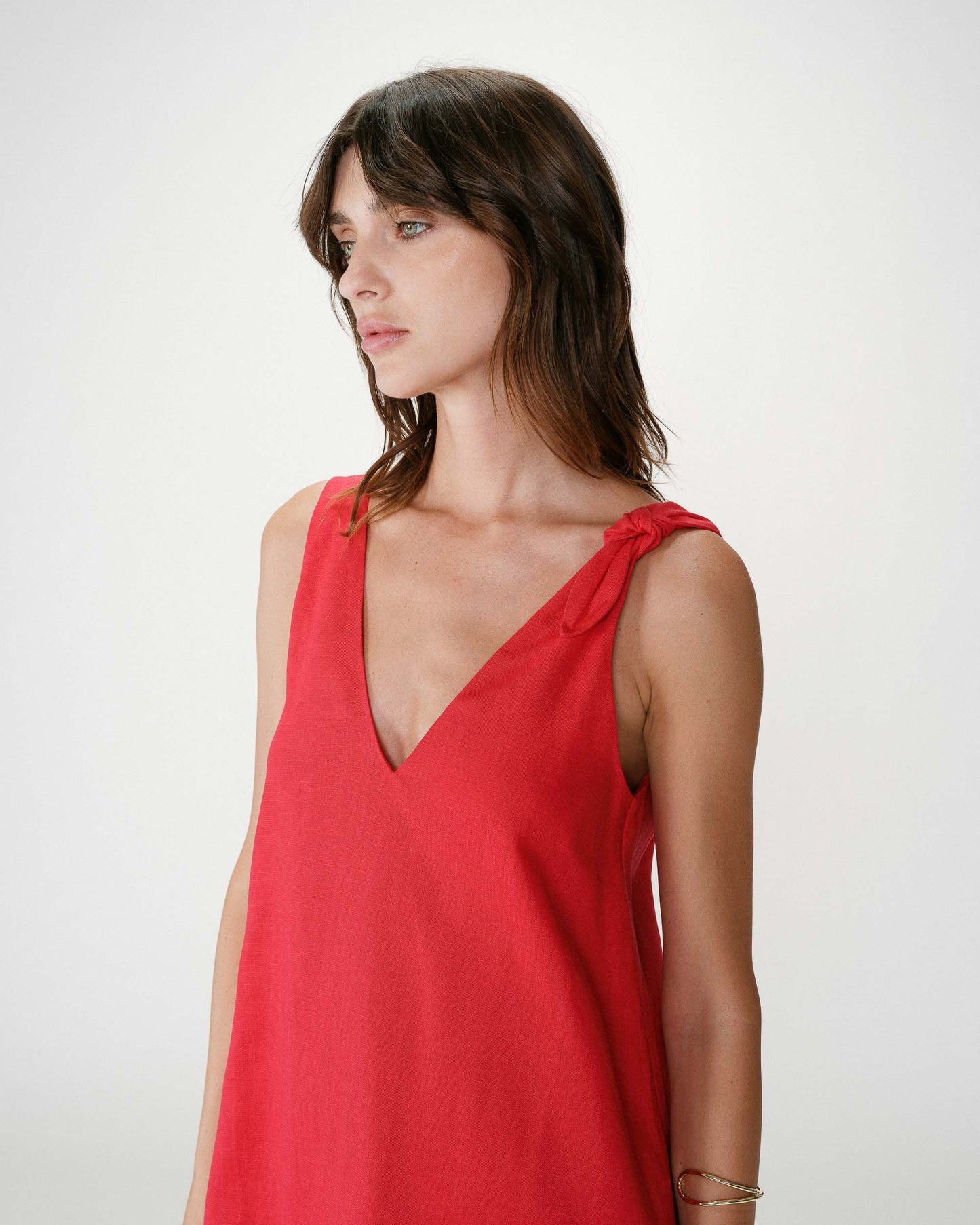 WYNETTE FLARED SHORT LINEN DRESS