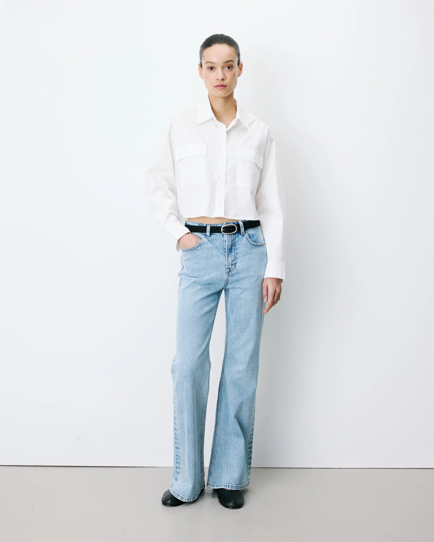 AZELLE BOXY CROPPED SHIRT IVOIRE