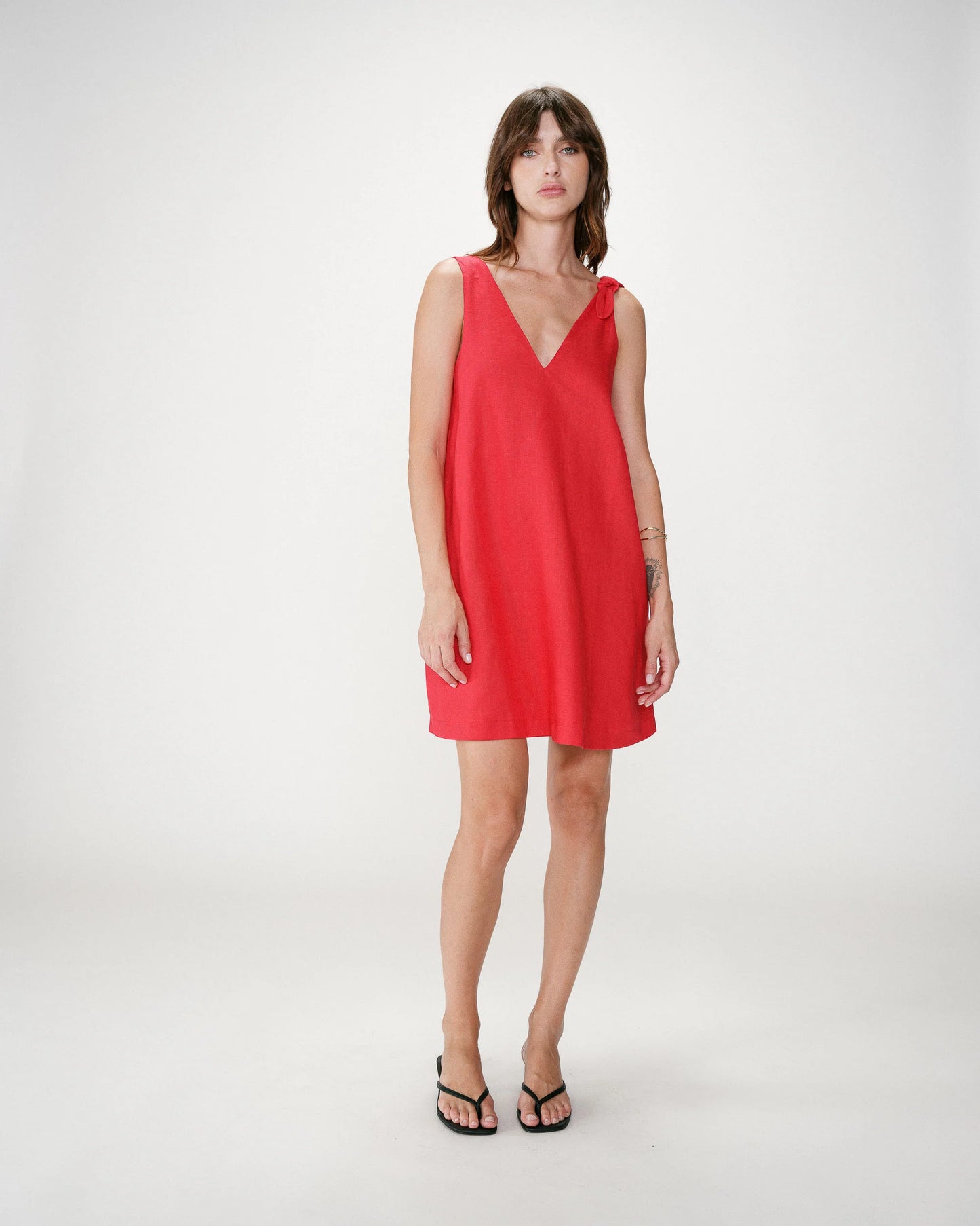 WYNETTE FLARED SHORT LINEN DRESS