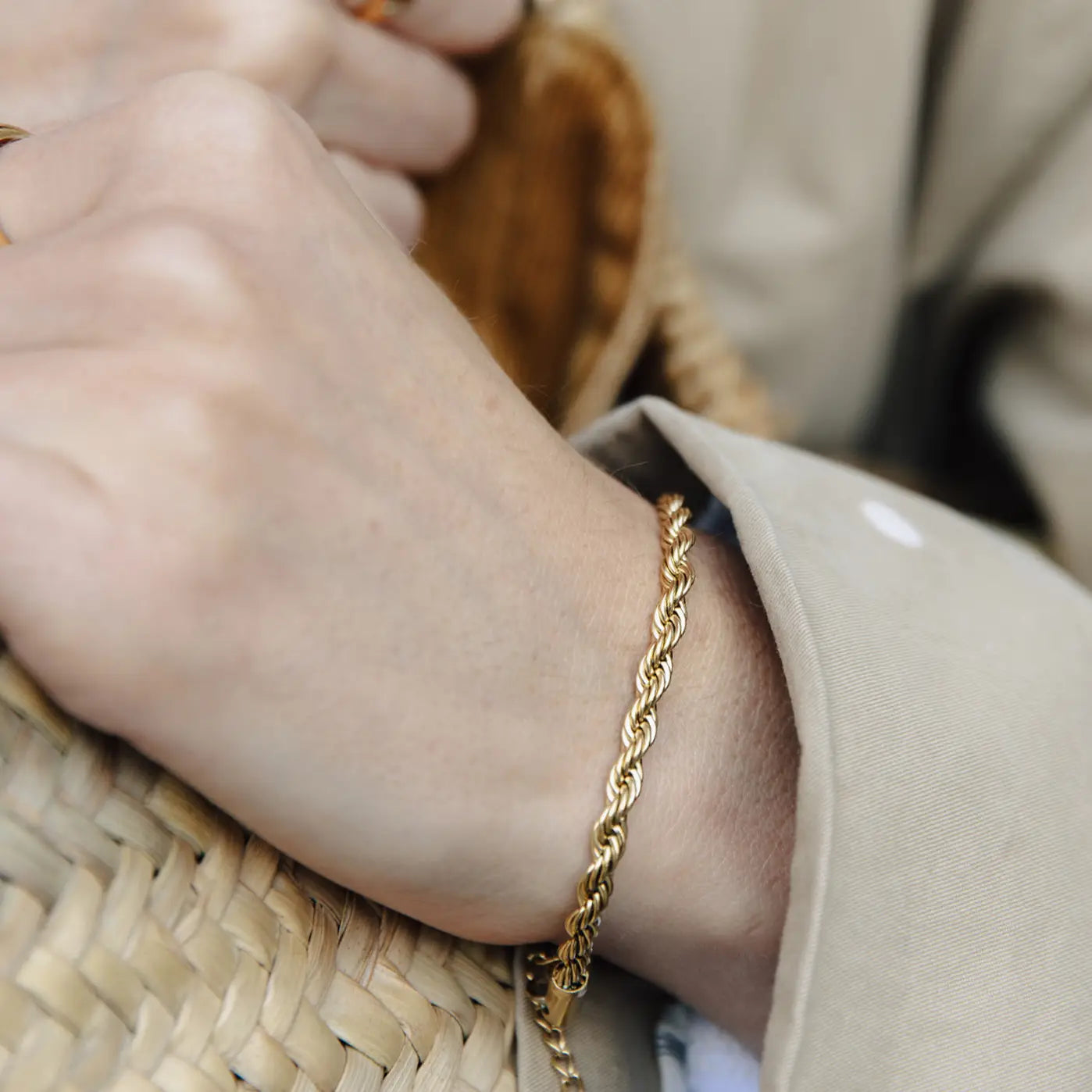 Gold 4mm Rope Twist Bracelet