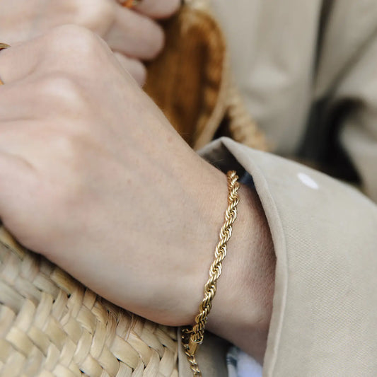 Gold 4mm Rope Twist Bracelet