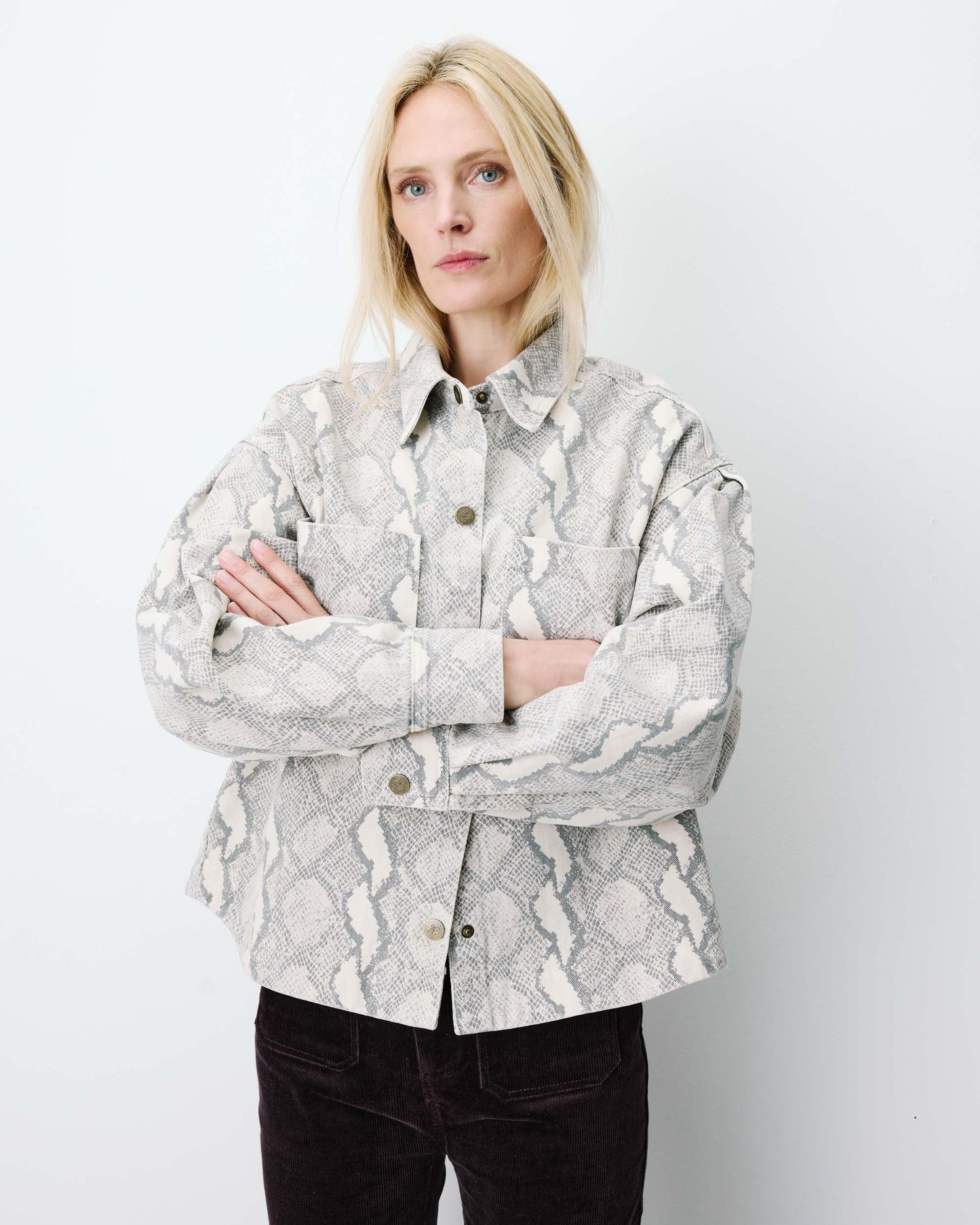 ADRIANA PRINTED DENIM SHIRT