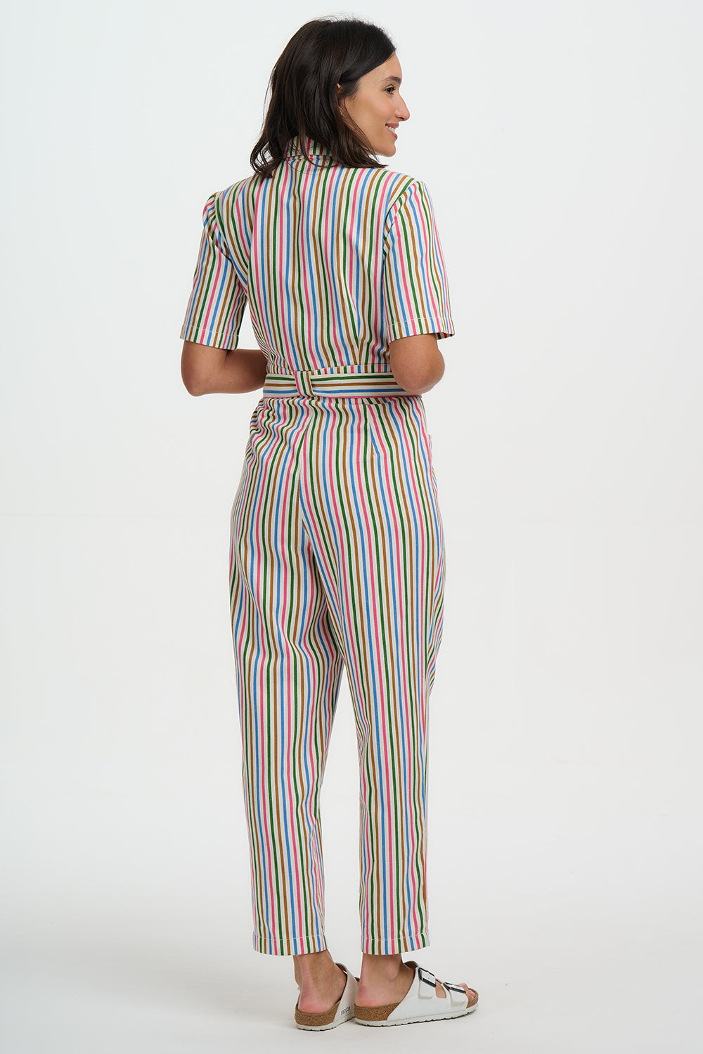 Meredith Boilersuit - Multi, Colourful Canvas Stripe