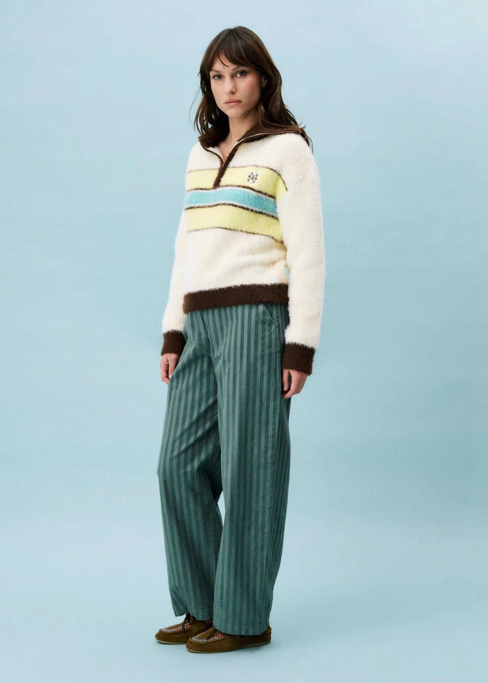 SYLVAINE TROUSERS, WATER GREEN