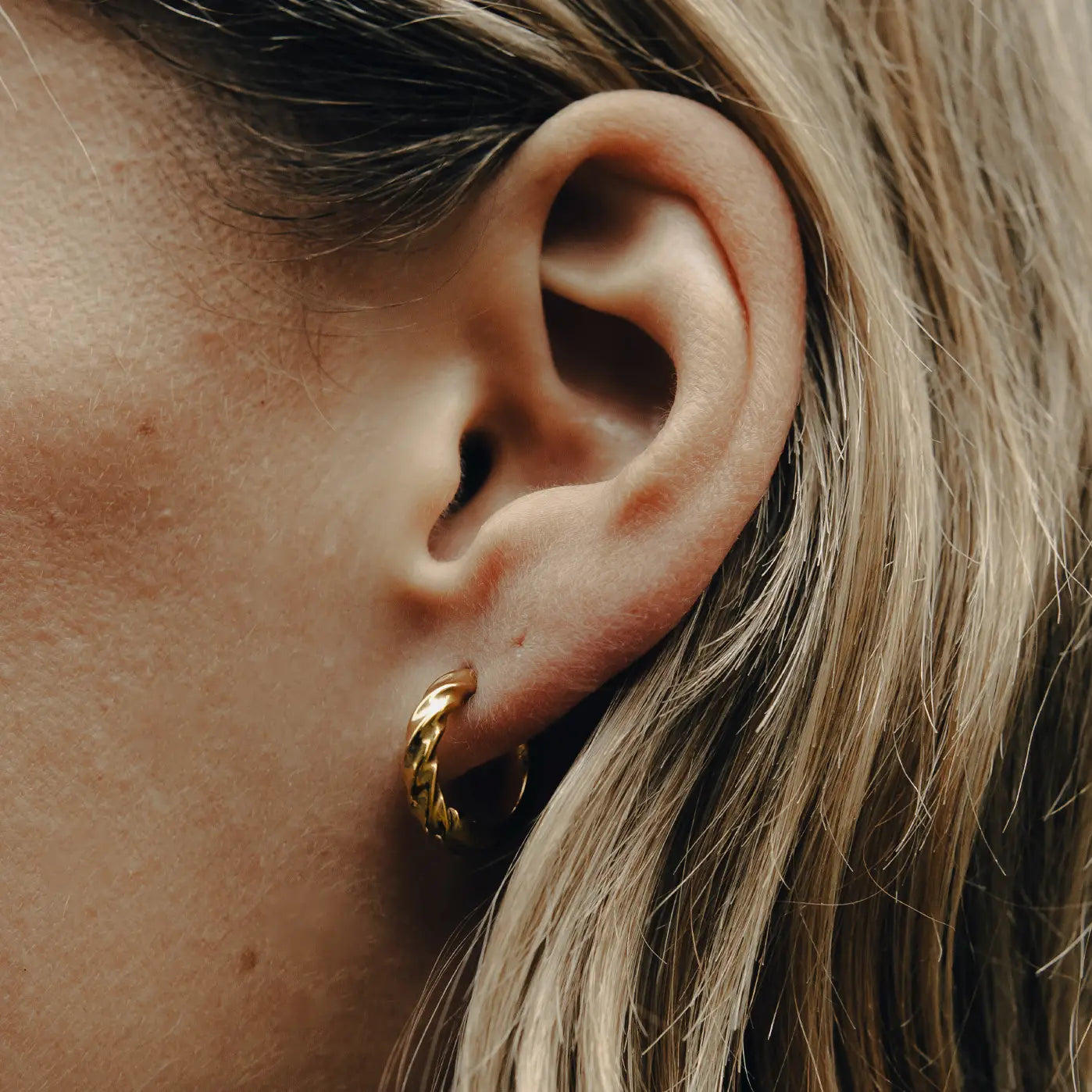 Gold Mini Twist Leverback Huggie Hoop Earrings