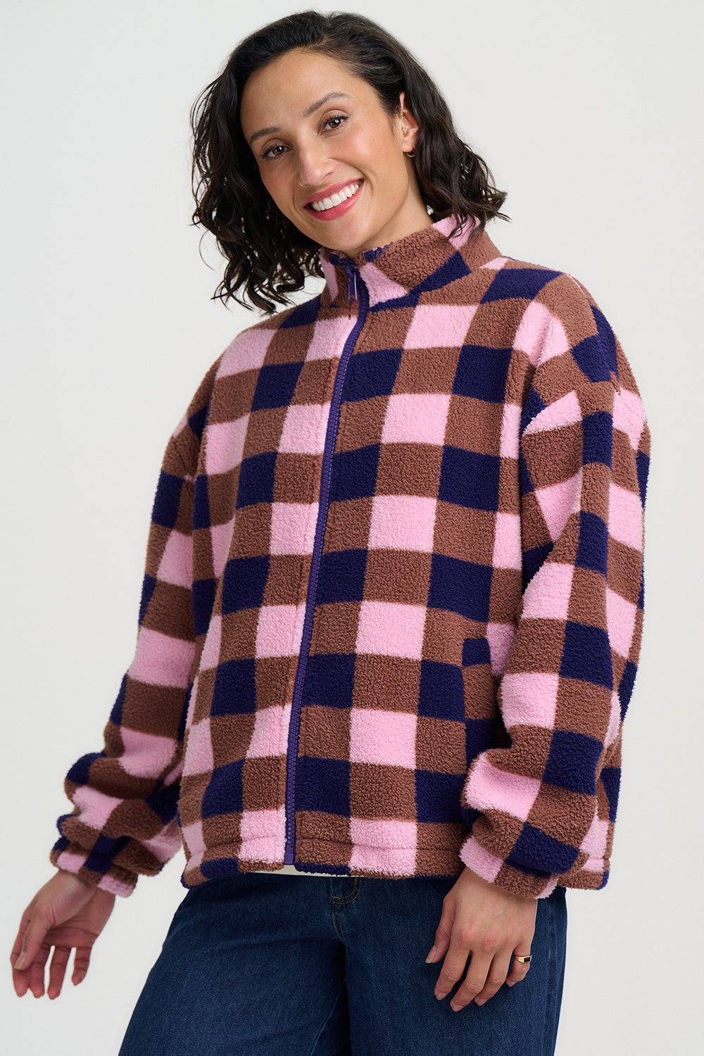 Hartley Zip Up Fleece - Navy / Pink