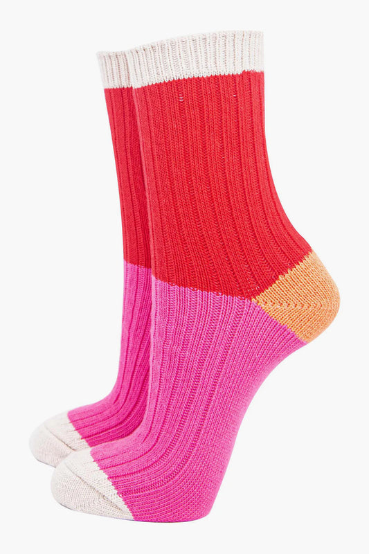 Mid-Calf Socks- Red/Pink