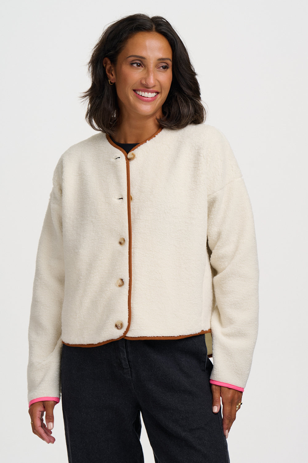 Alana Button Fleece - Off White