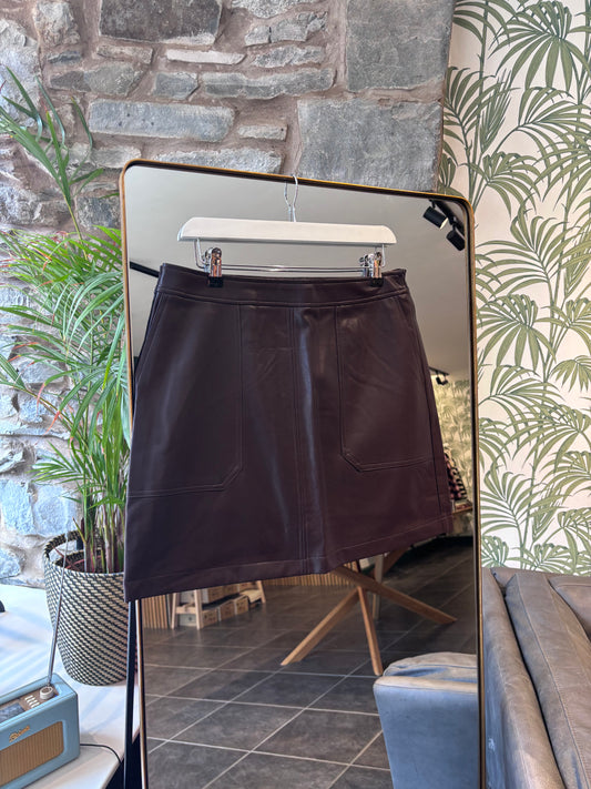 NUCILLI PU MINI SKIRT - Chocolate Plum