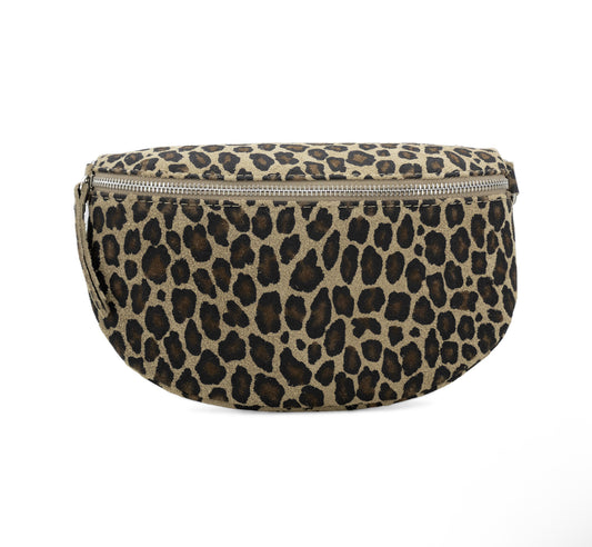 Suede Leather Medium Bum Bag Beige