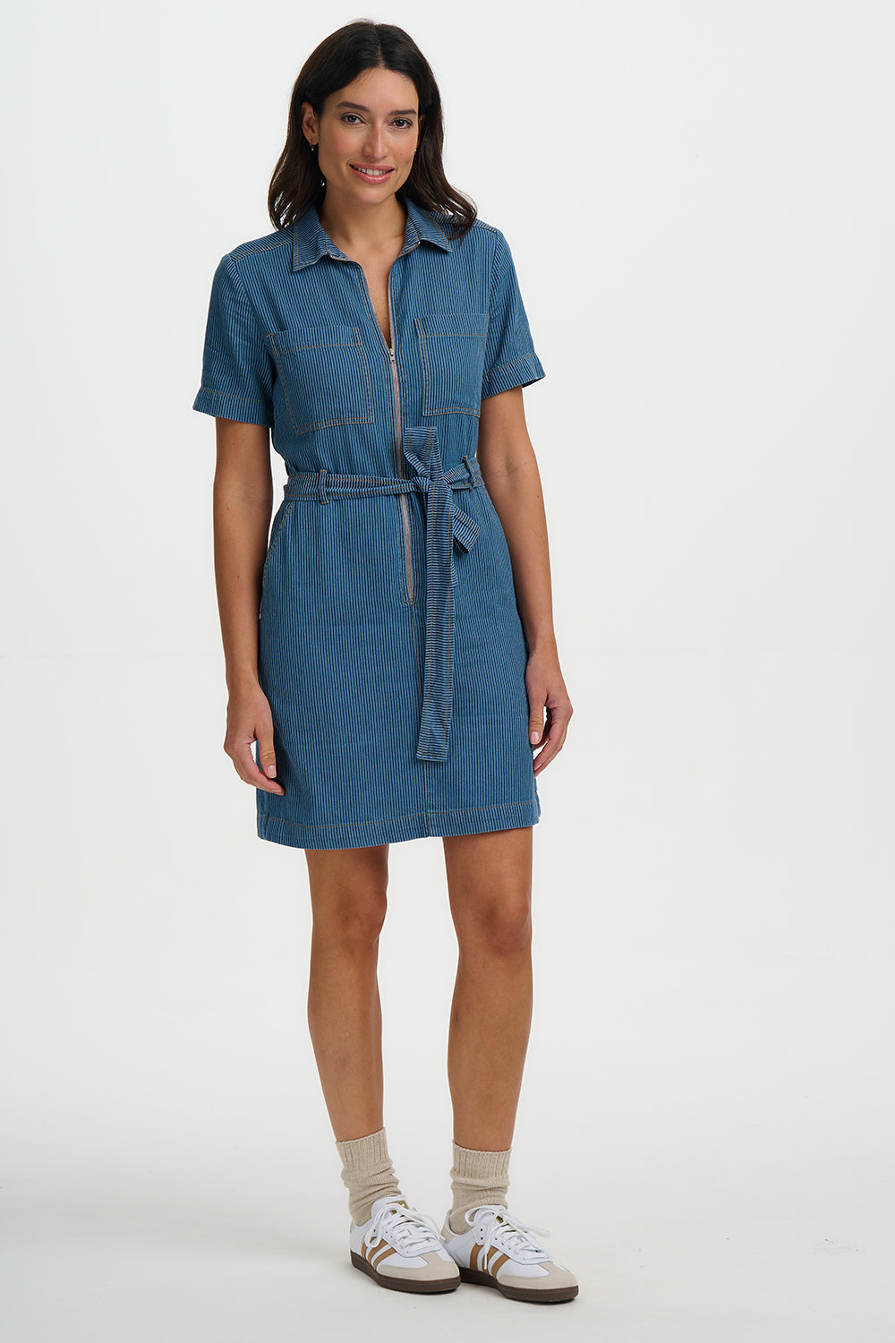 Tasha Mini Dress - Blue Stripe Denim