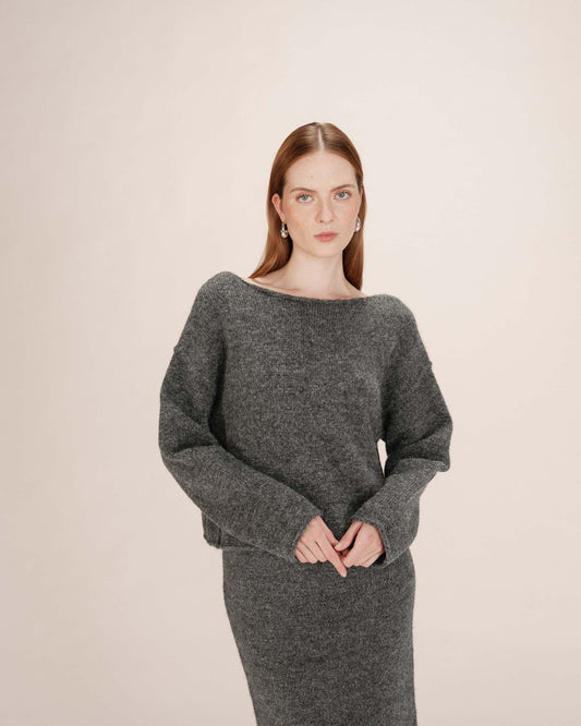 TAMINO LOOSE SWEATER ANTHRACITE