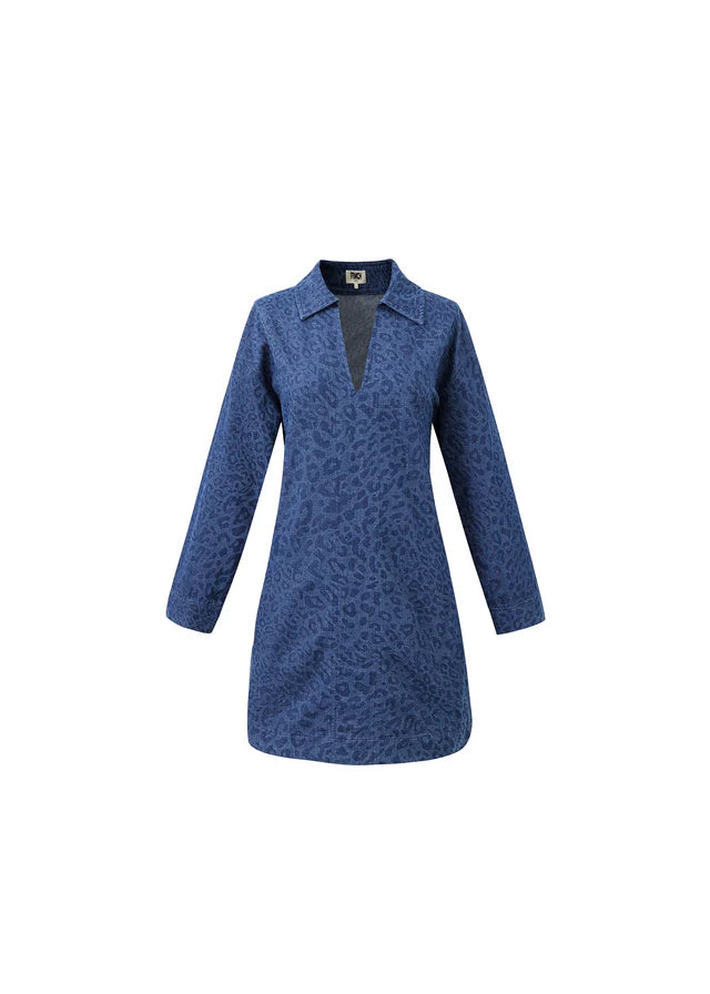 AGLOSSA DRESS, BLUE DENIM