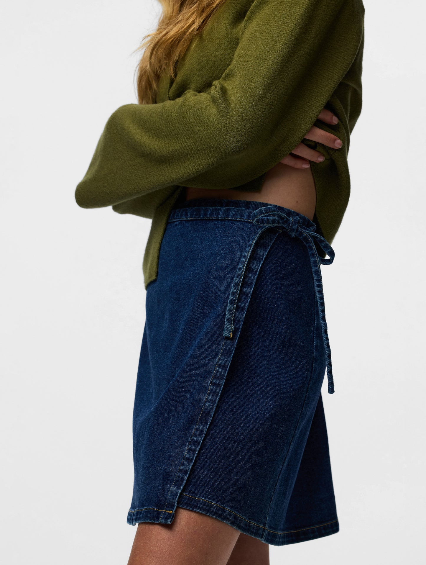 PCFLORA MW WRAP DENIM SKIRT