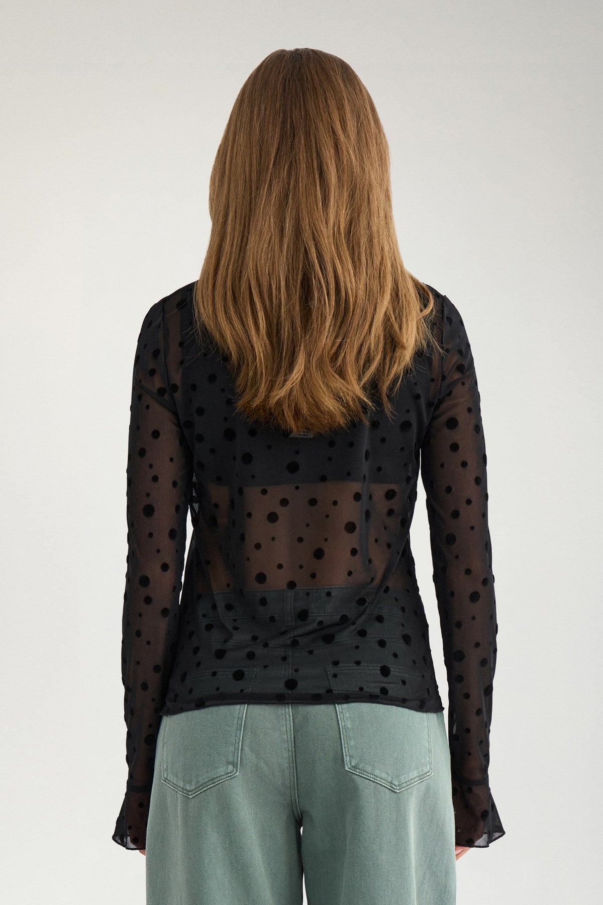 NUEVITA LS MESH BLOUSE - Caviar