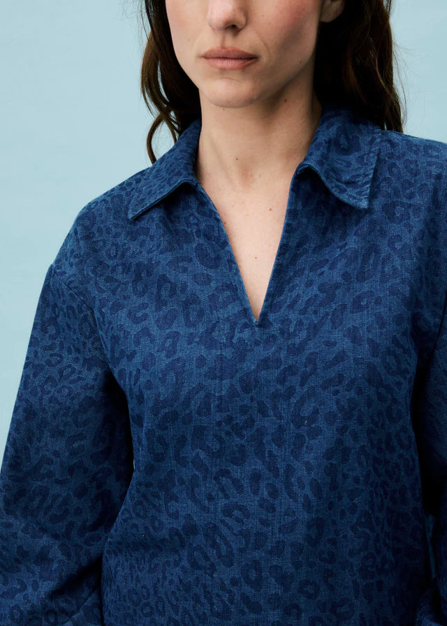 AGLOSSA DRESS, BLUE DENIM