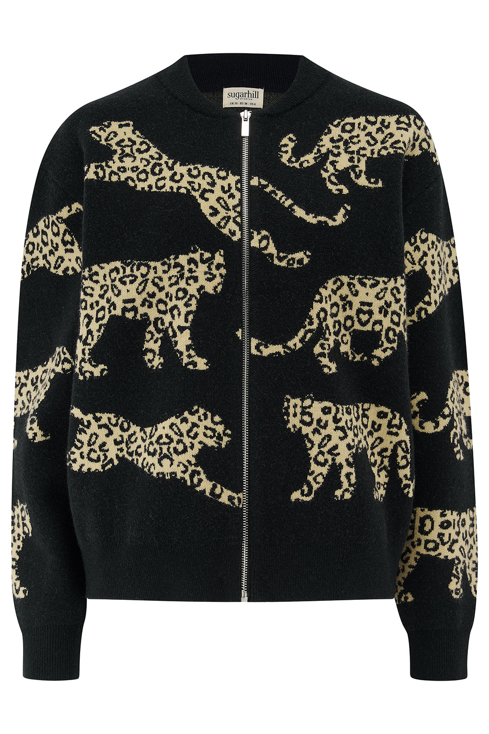 Solana Knitted Bomber Jacket - Monochrome Leopard