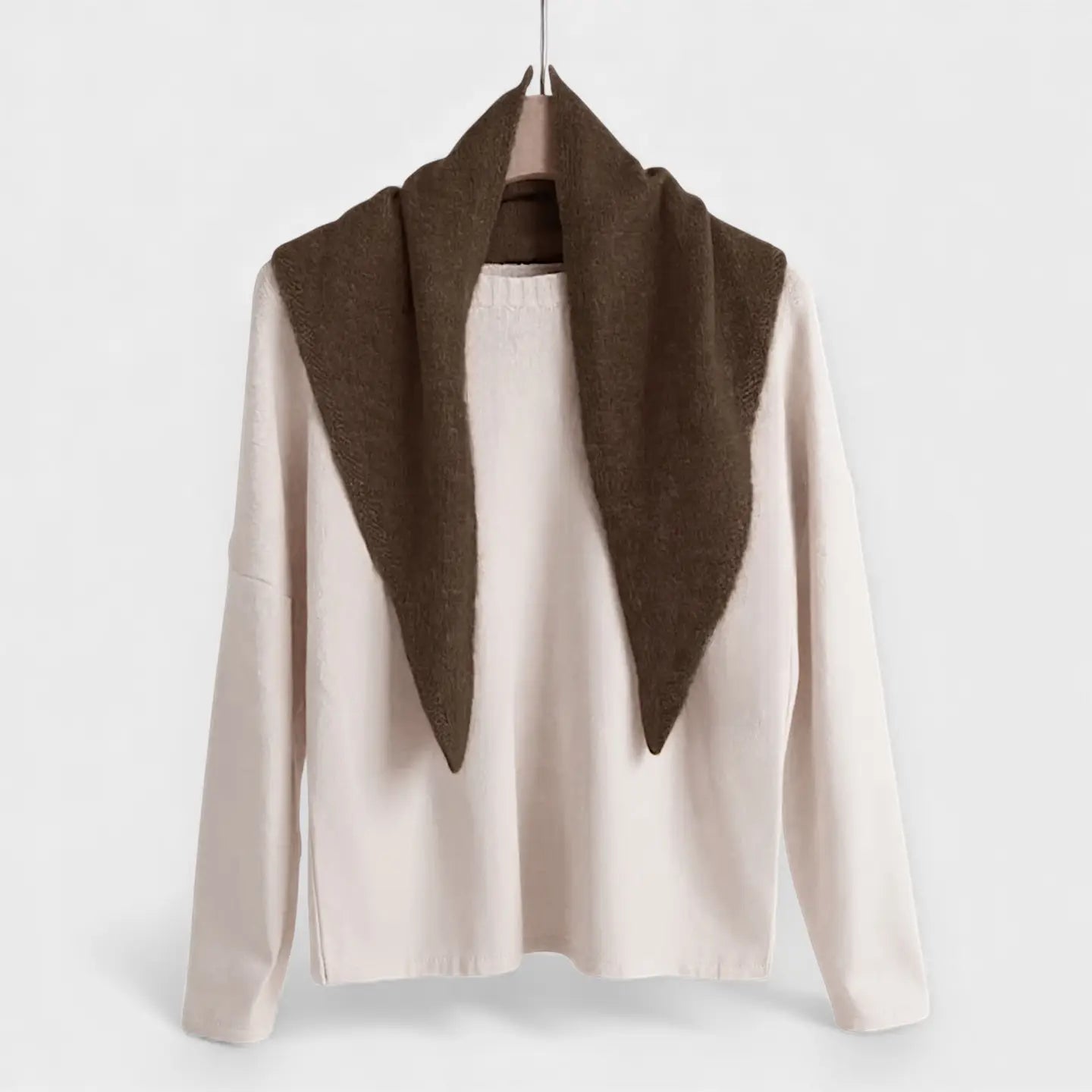 Plain Wool Blend Triangle Neck Scarf Charcoal