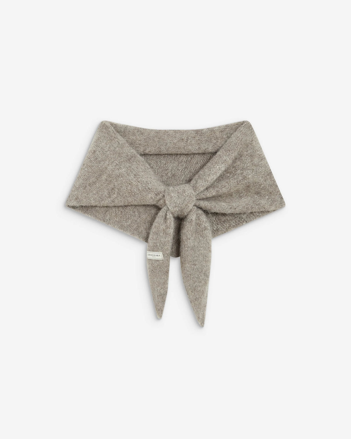 KNITTED TRIANGLE SCARF TAUPE BONNIE