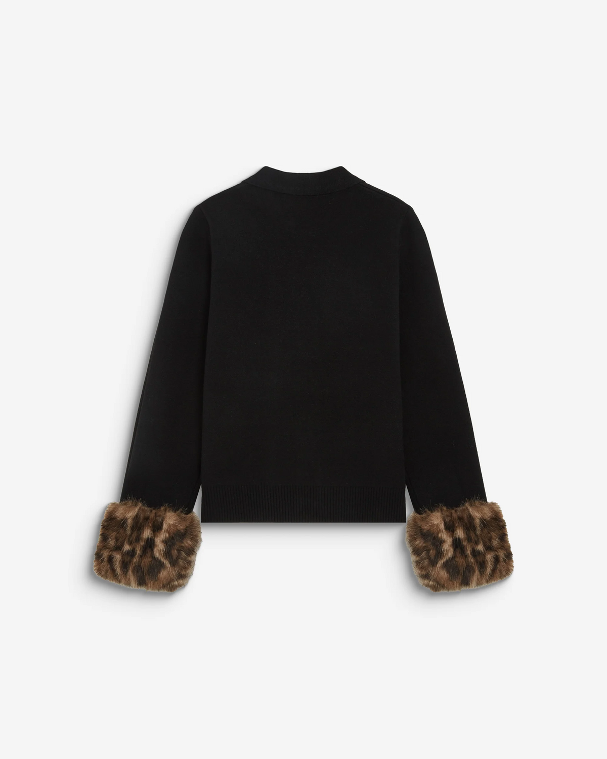 KNIT CARDIGAN WITH FAUX-FUR CUFFS BLACK BAMBINO