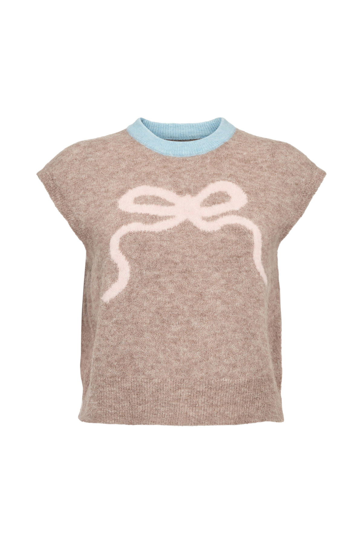 NURIETTE BOW VEST - Taupe Gray Melange