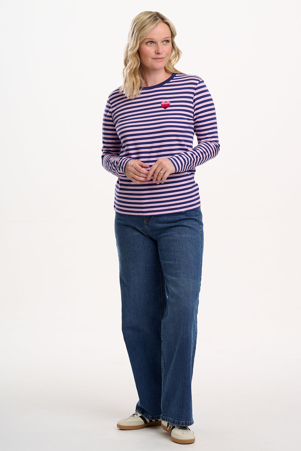 Brunswick Jersey Top - Navy/Lilac, Ombre Heart