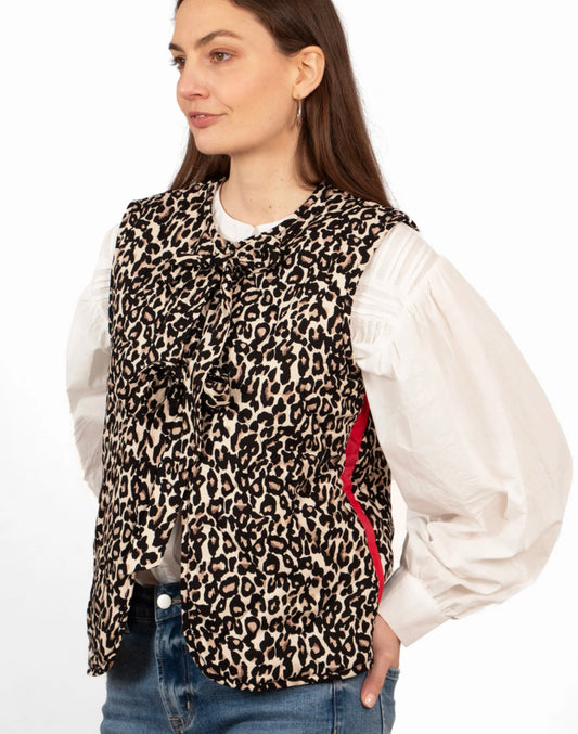 Noa Quilted Gilet - Natural/Red, Leopard