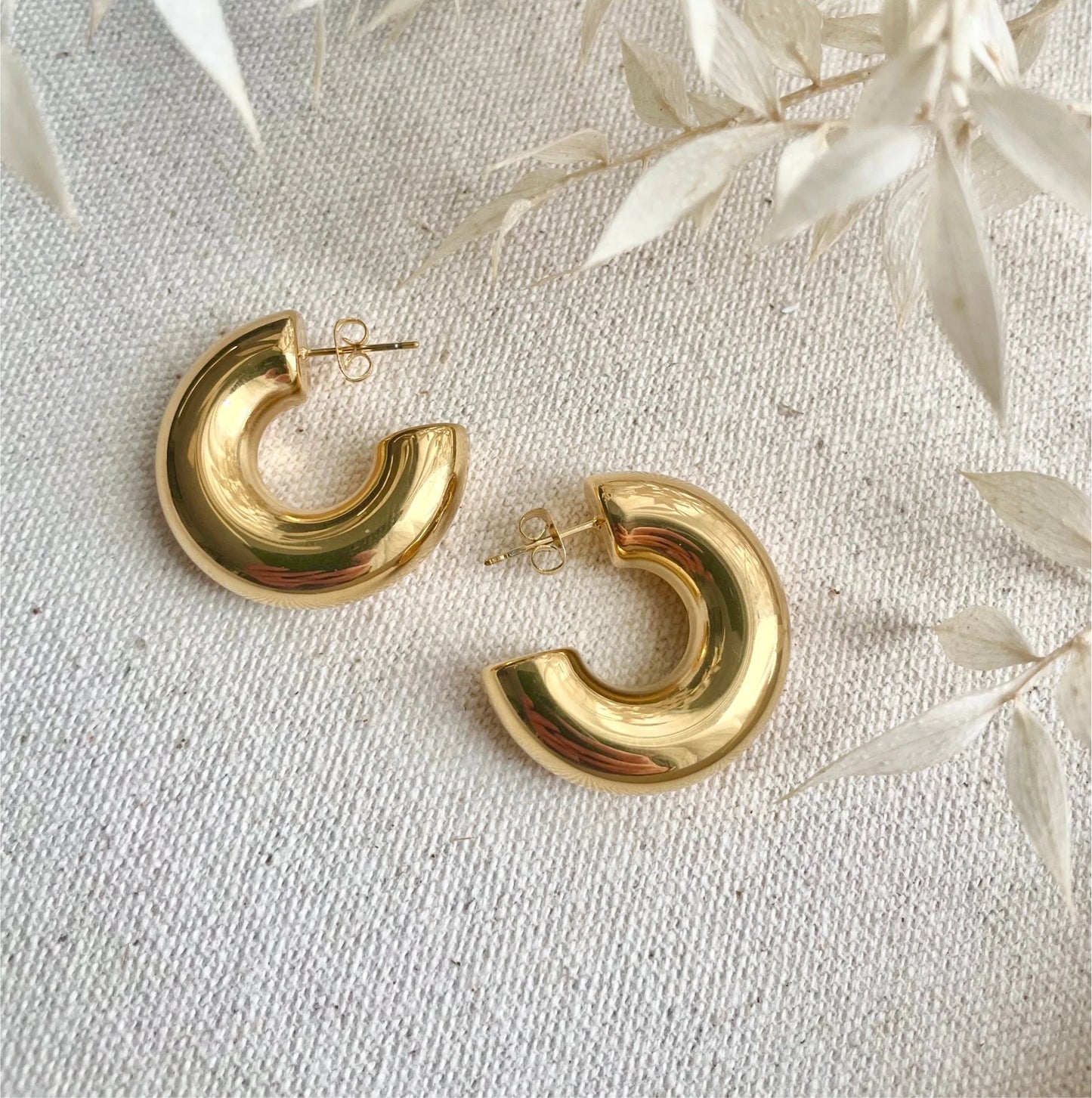 Lightweight Chunky Gold Hoops