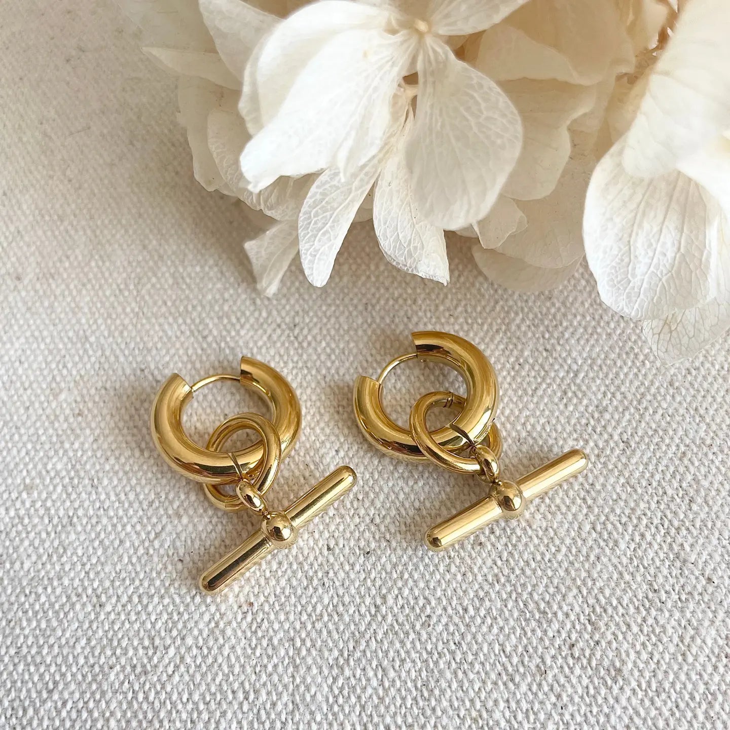 Everyday Gold Bar Hoop Earrings