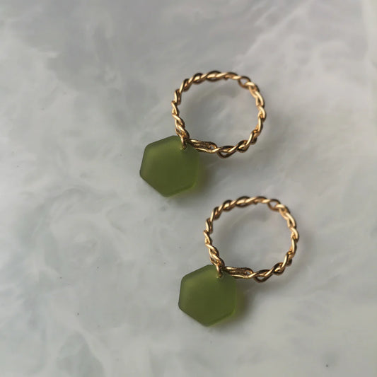 Green Hex Earrings