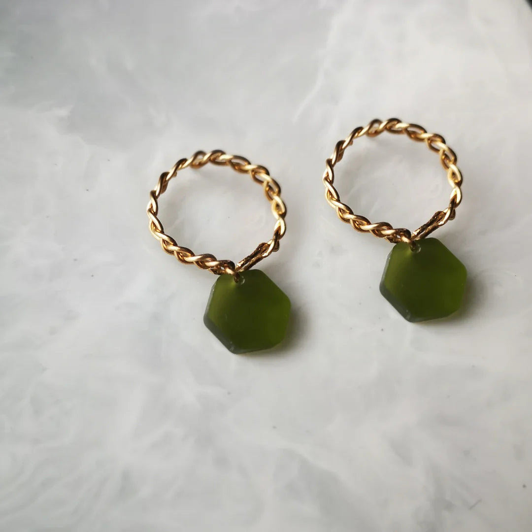 Green Hex Earrings