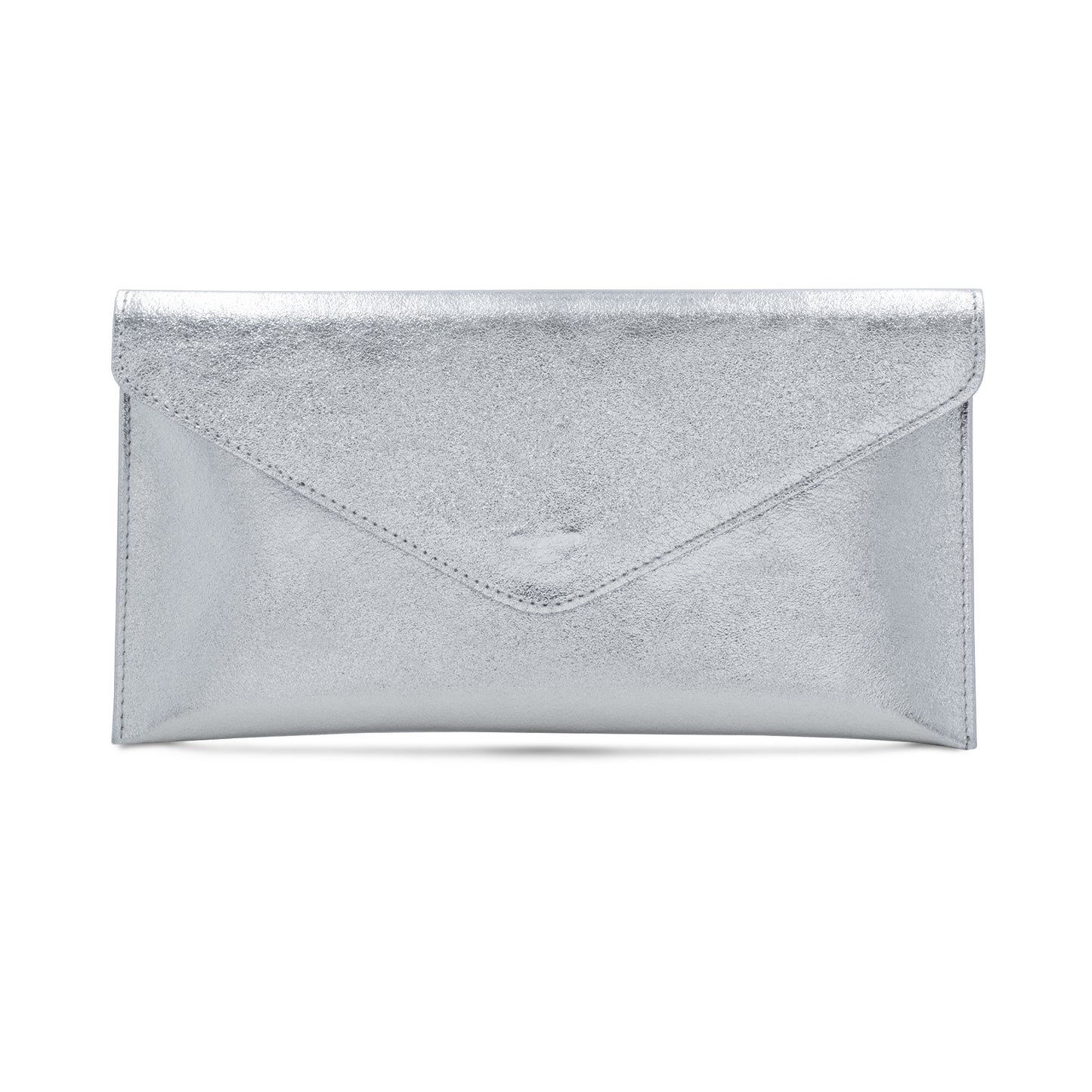 Metallic Leather Envelope Clutch