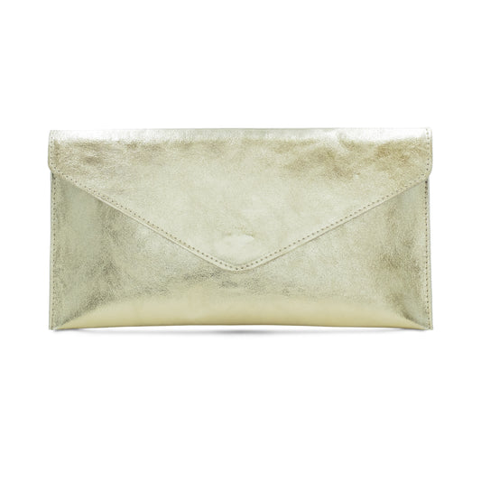 Metallic Leather Envelope Clutch