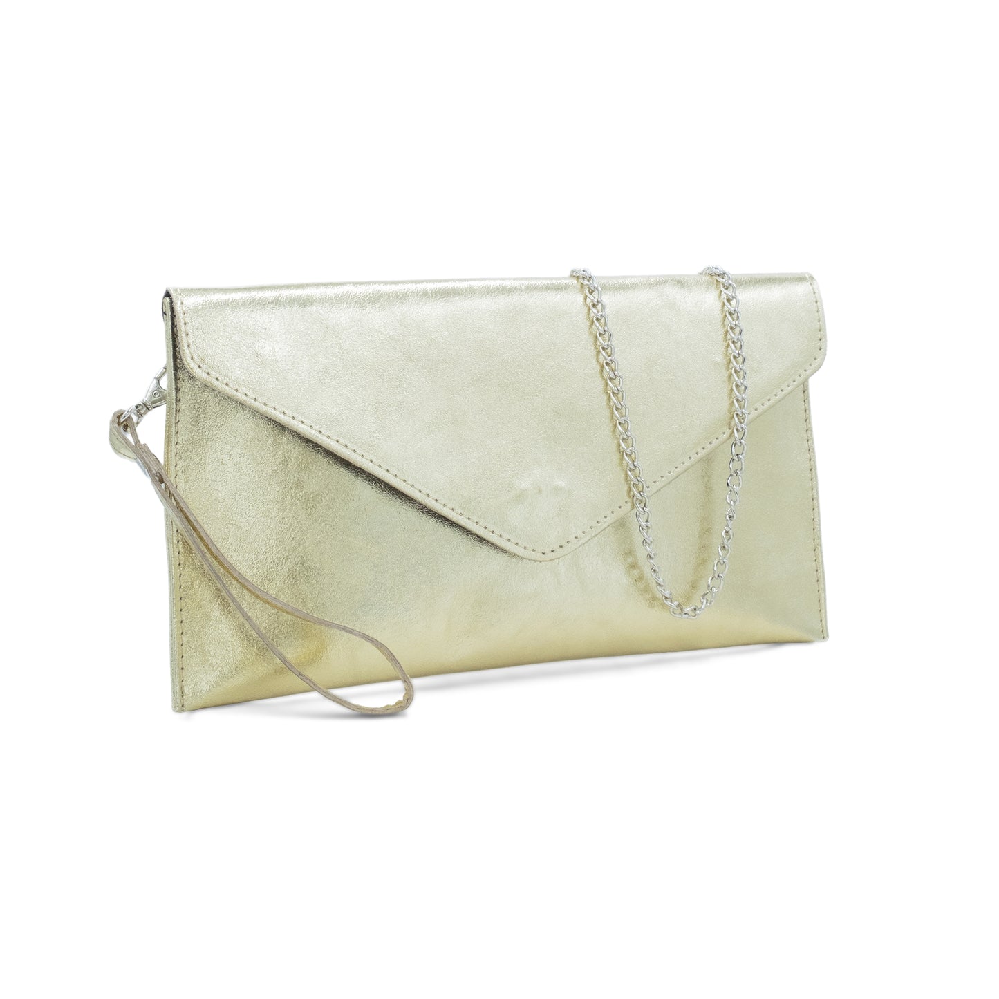 Metallic Leather Envelope Clutch