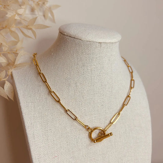 Everyday Long Link Bar Clasp Necklace