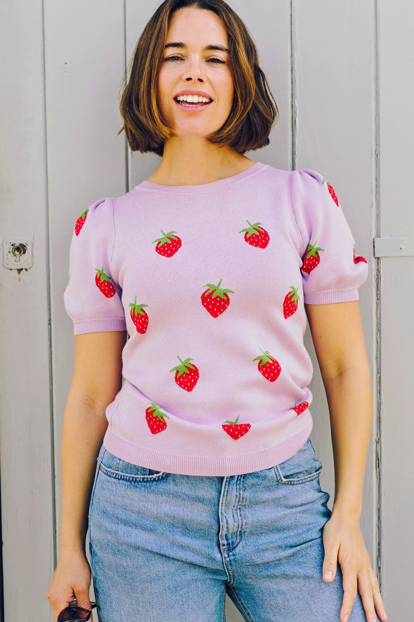 Dominique Knit Top - Lilac, Summer Strawberry