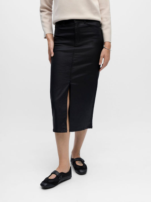 OBJNAYA COATED MIDI SKIRT
