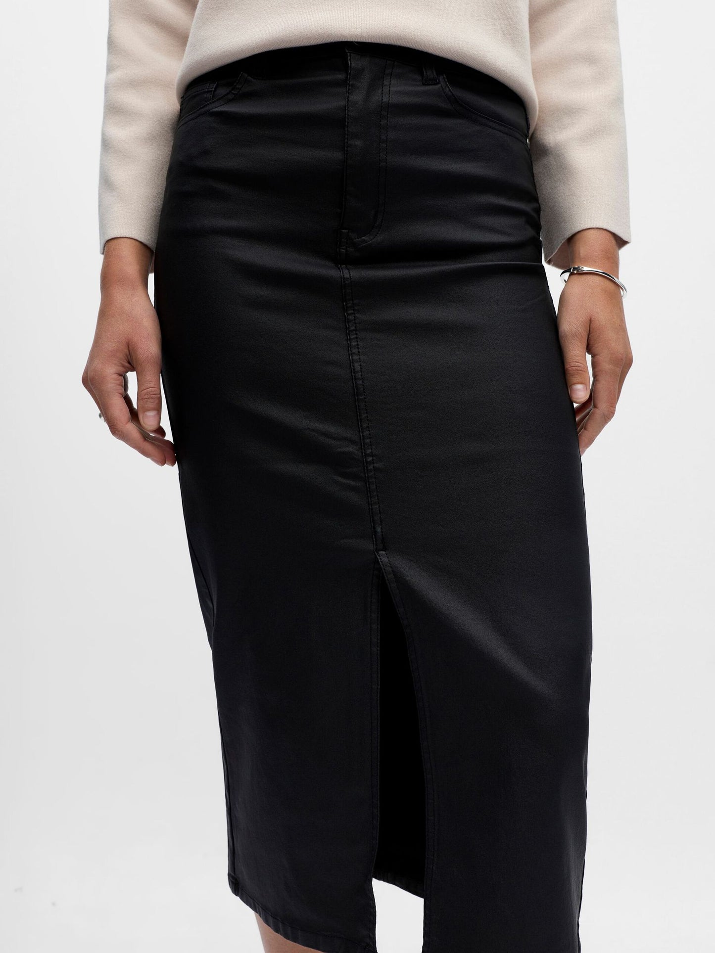 OBJNAYA COATED MIDI SKIRT
