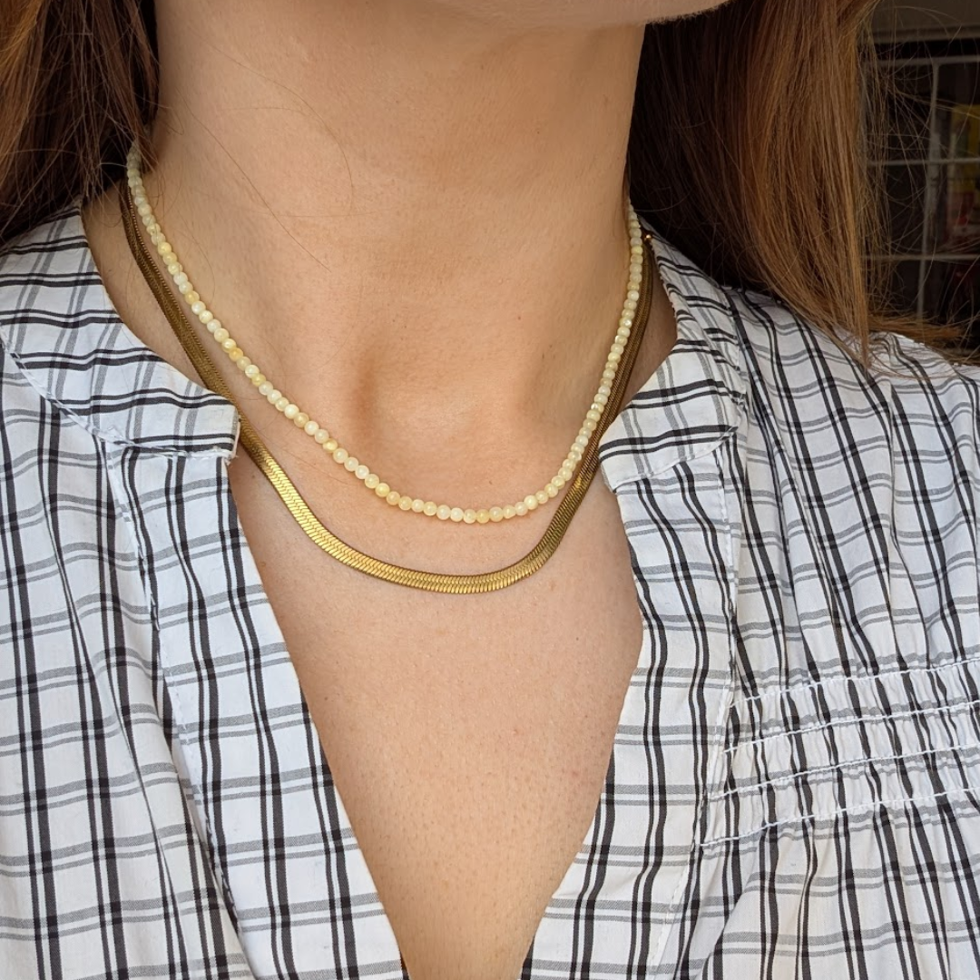 Everyday Mini Beaded Necklace: Raspberry