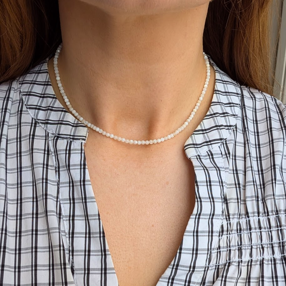 Everyday Mini Beaded Necklace: Raspberry
