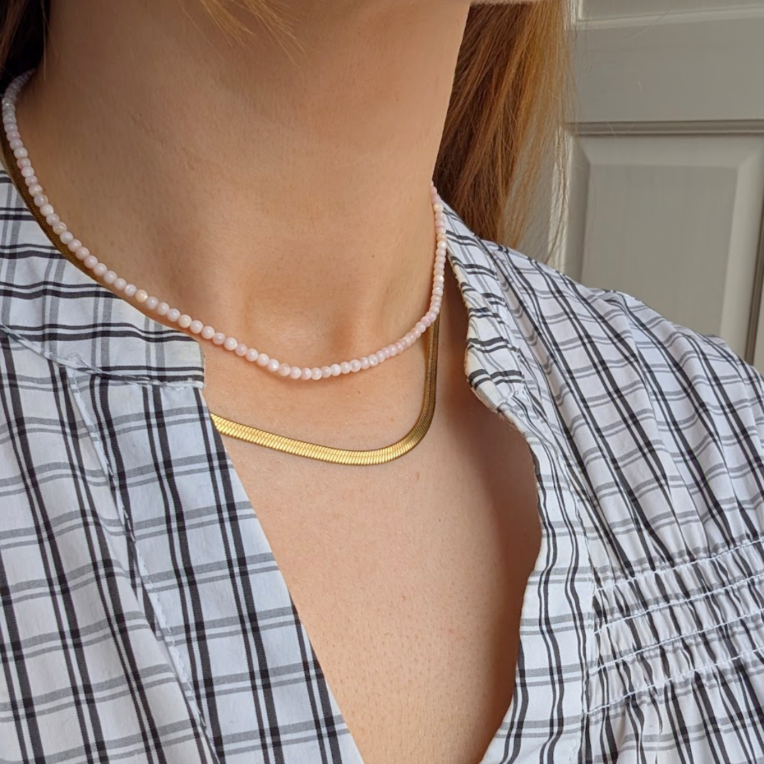 Everyday Mini Beaded Necklace: Raspberry